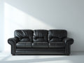 Sofás 3 plazas de cuero sintético 216 x 94 x 91 cm - Negro - Diseño clásico acolchado con brazos curvos