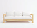 Sofás 3 plazas - estructura de madera y tapizado en tela 215 x 84 x 86 cm - blanco y madera natural - para salón - diseño minimalista con apoyabrazos abiertos