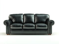 Sofás 3 plazas de cuero sintético 218 x 92 x 90 cm - Negro y marrón oscuro - Diseño clásico con reposabrazos redondeados