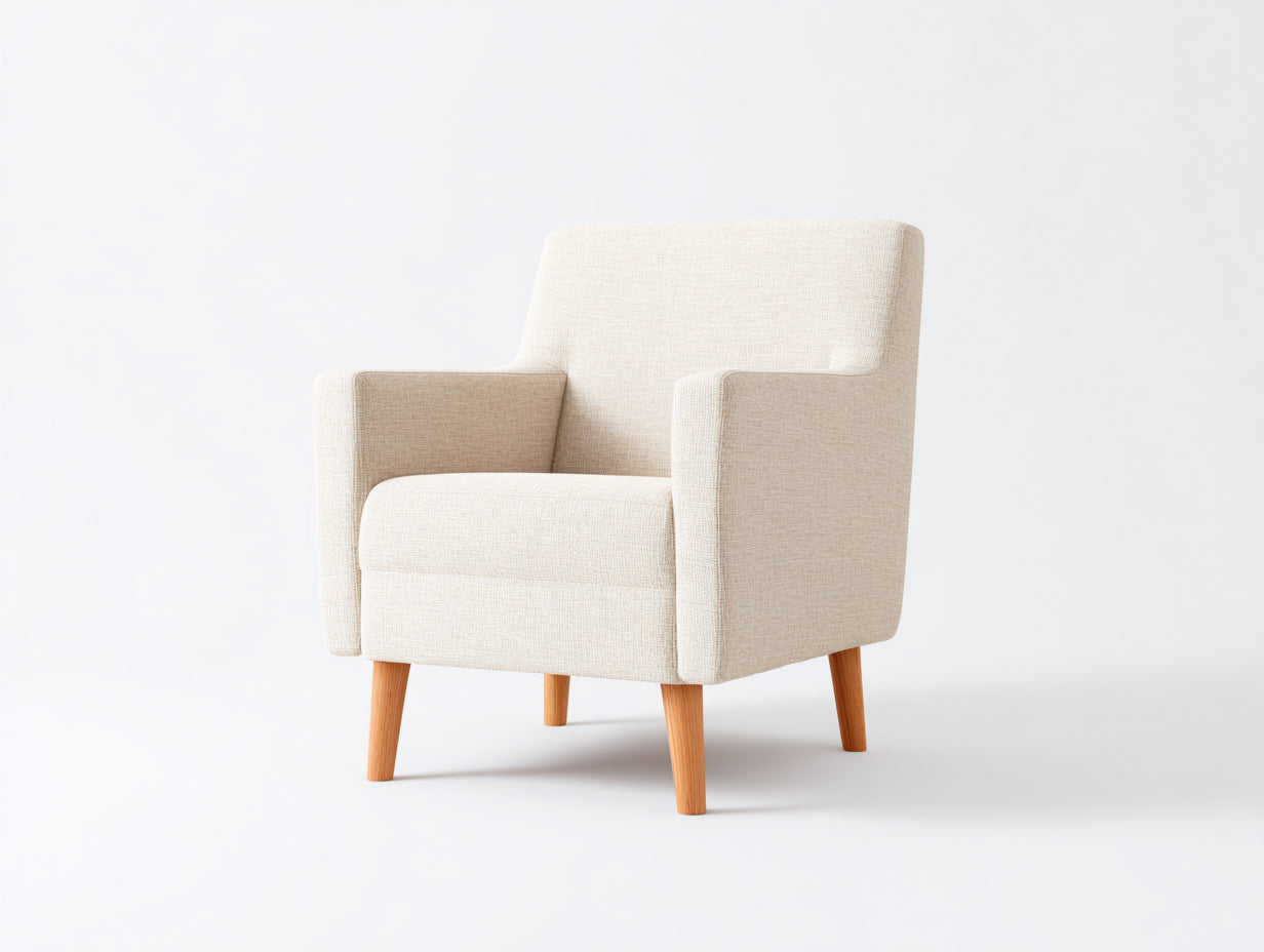 Sillones - tapizado en tela 78 x 76 x 90 cm - crema - para salón y dormitorio - diseño nórdico con patas de madera