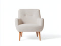Sillones tapizados en tejido texturizado 76x82x88 cm - crema y madera natural - diseño moderno