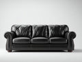 Sofás 3 plazas de salón piel sintética 230x92x85 cm - negro - estilo clásico con brazos enrollados