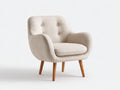 Sillones tapizados en tejido texturizado 78x84x90 cm - crema y madera natural - respaldo con botones