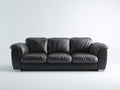 Sofás 3 plazas - tapizado en piel sintética 218 x 94 x 88 cm - negro - para salón - diseño contemporáneo con brazos acolchados y patas metálicas