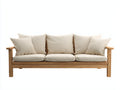 Sofás 3 plazas de madera y tela tapizada 210 x 85 x 88 cm - Beige y madera natural - Diseño rústico con estructura elevada
