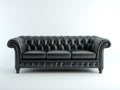 Sofás 3 plazas tapizados en cuero sintético 230x95x78 cm - negro - estilo Chesterfield con tachuelas