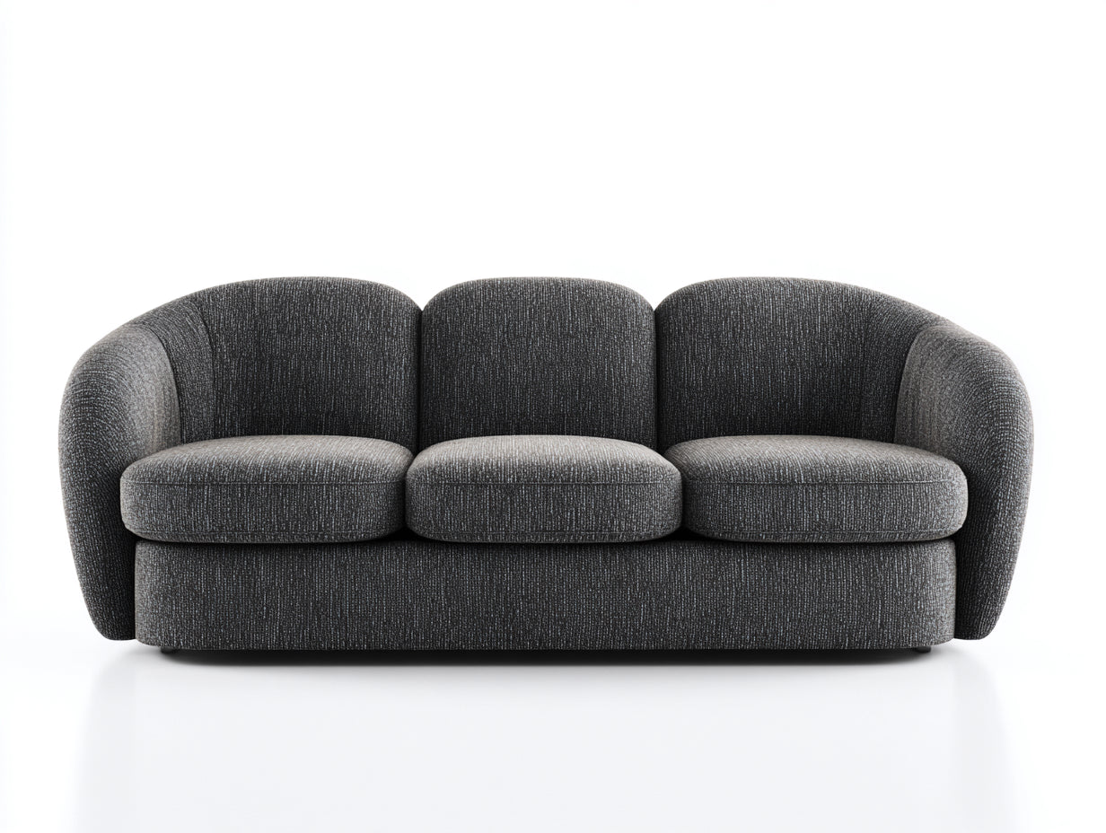 Sofás 3 plazas - tapizado en tela texturizada 220 x 92 x 84 cm - gris antracita - para salón - diseño curvo moderno con apoyabrazos envolventes