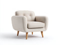 Sillones de salón tapizados en tela 92x88x85 cm - beige y madera natural - diseño moderno con botones decorativos