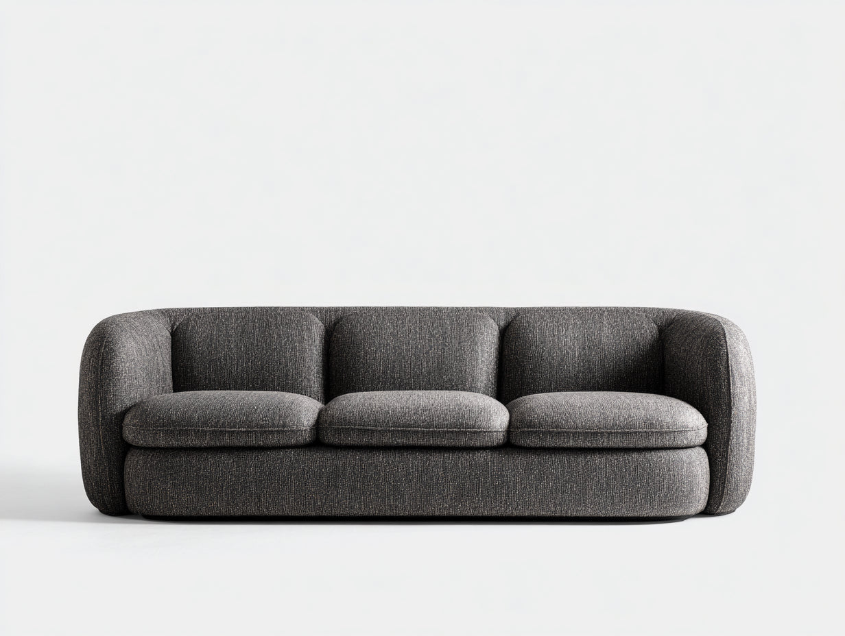 Sofás 3 plazas tapizados en tejido texturizado 230x96x75 cm - gris antracita - diseño curvo contemporáneo