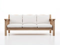 Sofás 3 plazas de salón en tela y madera 210x85x80 cm - blanco roto y madera natural - diseño nórdico