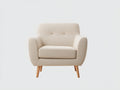 Sillones de tela tapizada y patas de madera 82 x 78 x 86 cm - Beige y marrón natural - Diseño moderno de estilo nórdico