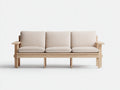 Sofás 3 plazas - estructura de madera y tapizado en tela 210 x 82 x 87 cm - beige claro y madera natural - para salón - diseño nórdico con apoyabrazos
