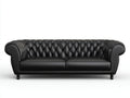 Sofás 3 plazas de salón piel sintética 240x95x78 cm - negro - estilo Chesterfield con capitoné